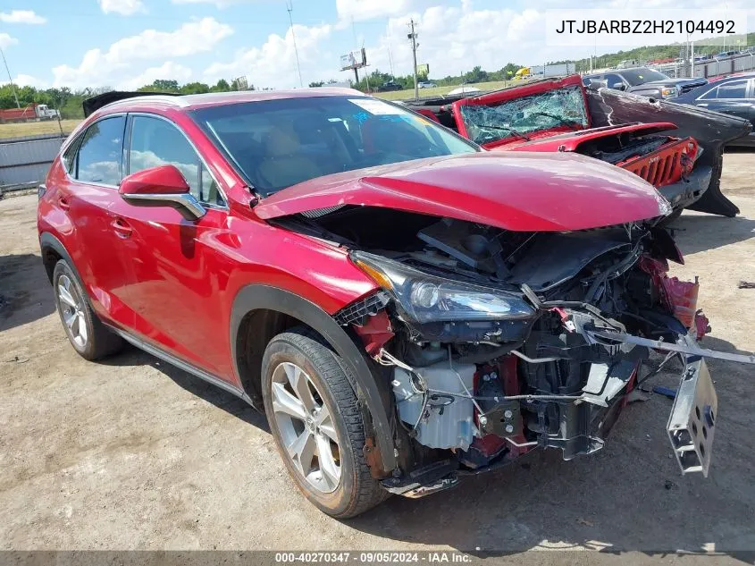 2017 Lexus Nx 200T/Base/F Sport VIN: JTJBARBZ2H2104492 Lot: 40270347