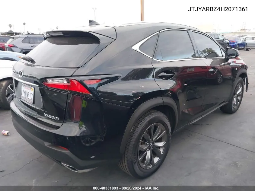 2017 Lexus Nx 200T F Sport VIN: JTJYARBZ4H2071361 Lot: 40331893