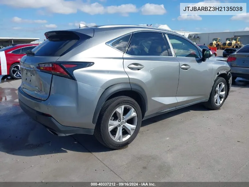 2017 Lexus Nx 200T VIN: JTJBARBZ3H2135038 Lot: 40337212