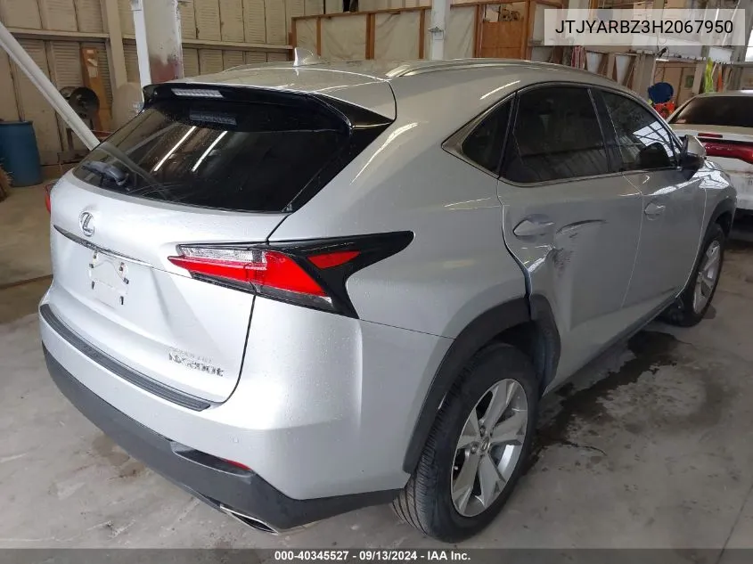 2017 Lexus Nx 200T 200T/Base/F Sport VIN: JTJYARBZ3H2067950 Lot: 40345527