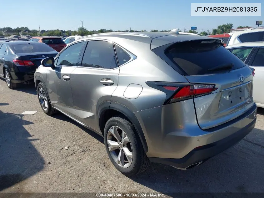 2017 Lexus Nx 200T VIN: JTJYARBZ9H2081335 Lot: 40487506