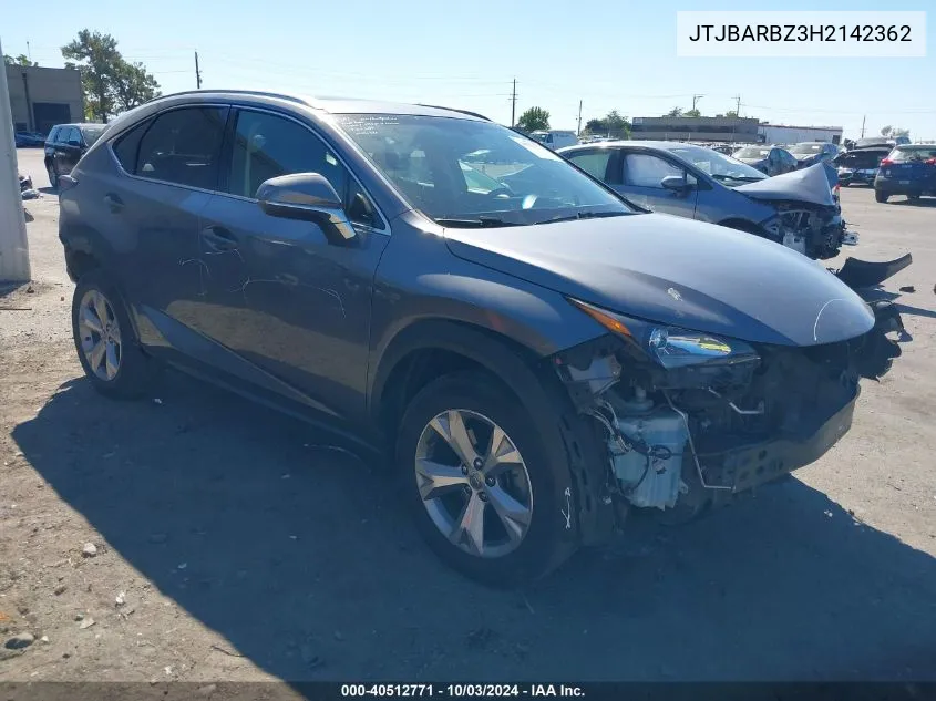 2017 Lexus Nx 200T VIN: JTJBARBZ3H2142362 Lot: 40512771