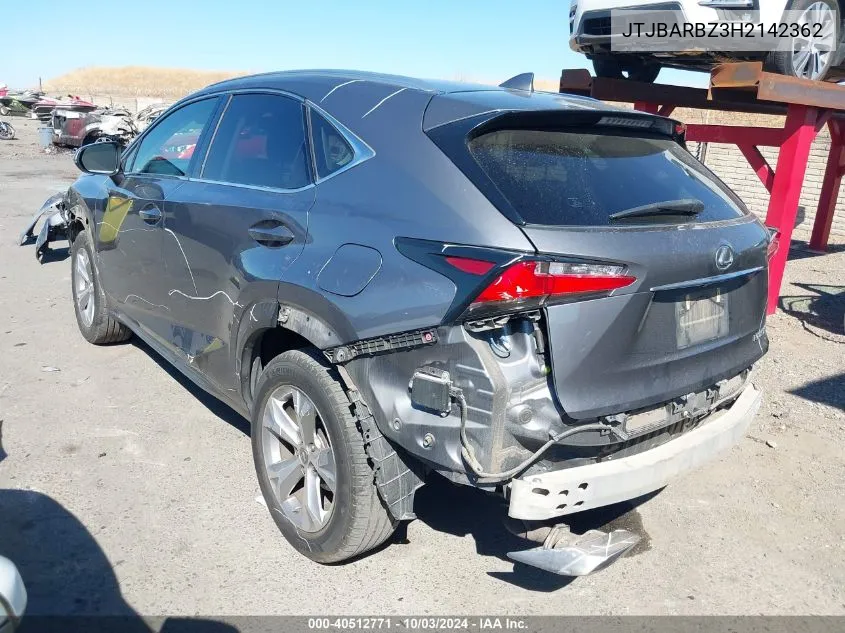 2017 Lexus Nx 200T VIN: JTJBARBZ3H2142362 Lot: 40512771