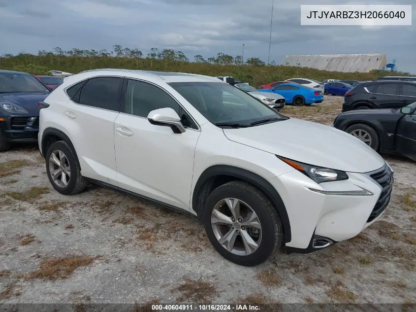 2017 Lexus Nx 200T VIN: JTJYARBZ3H2066040 Lot: 40604911