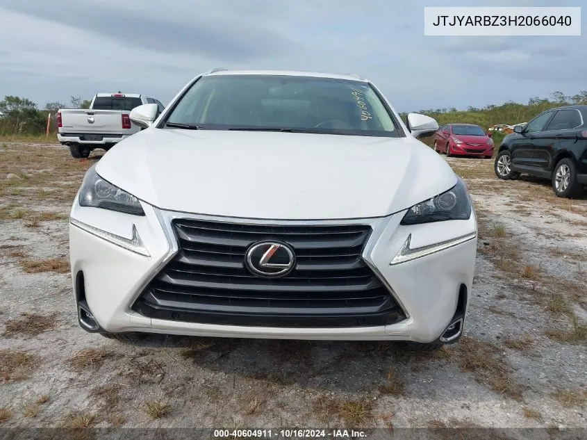 2017 Lexus Nx 200T VIN: JTJYARBZ3H2066040 Lot: 40604911