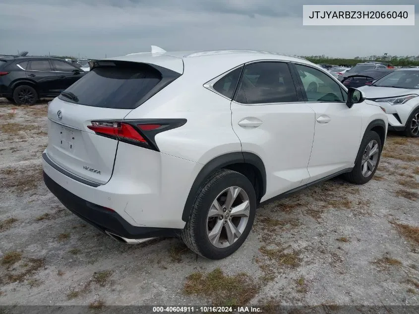 2017 Lexus Nx 200T VIN: JTJYARBZ3H2066040 Lot: 40604911