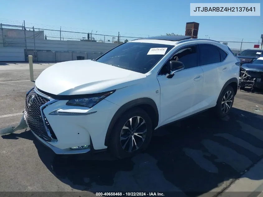 2017 Lexus Nx 200T F Sport VIN: JTJBARBZ4H2137641 Lot: 40658468