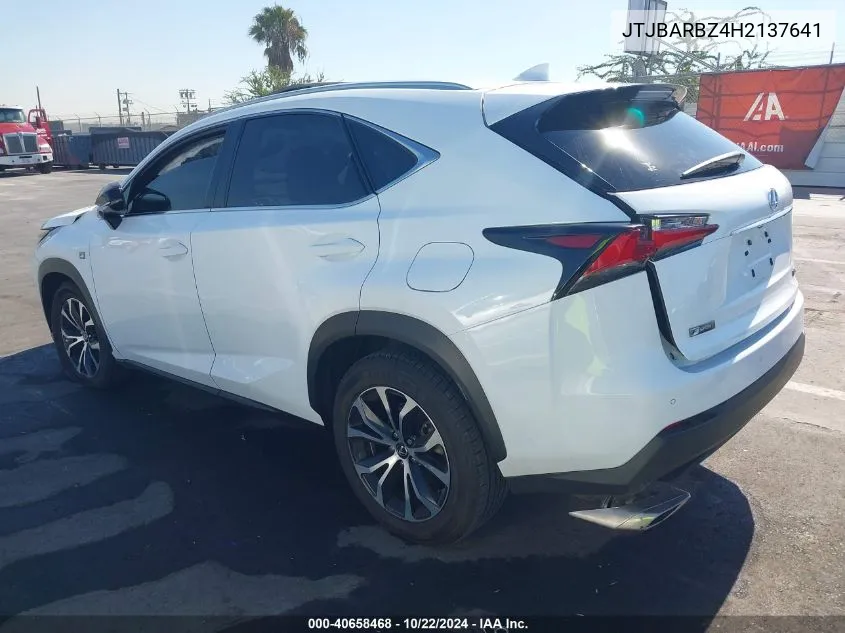 2017 Lexus Nx 200T F Sport VIN: JTJBARBZ4H2137641 Lot: 40658468