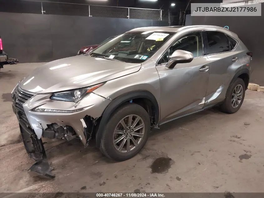 2018 Lexus Nx 300 VIN: JTJBARBZXJ2177986 Lot: 40746267