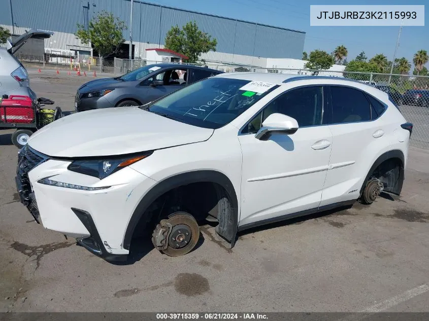 2019 Lexus Nx 300H VIN: JTJBJRBZ3K2115993 Lot: 39715359