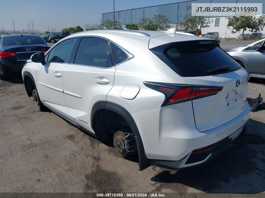 2019 Lexus Nx 300H VIN: JTJBJRBZ3K2115993 Lot: 39715359