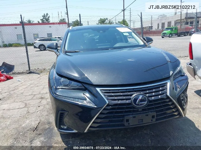 2019 Lexus Nx 300H VIN: JTJBJRBZ5K2102212 Lot: 39934878