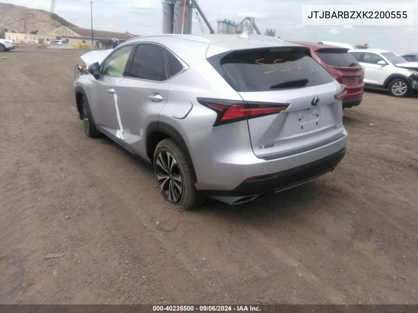 2019 Lexus Nx 300 F Sport VIN: JTJBARBZXK2200555 Lot: 40235500