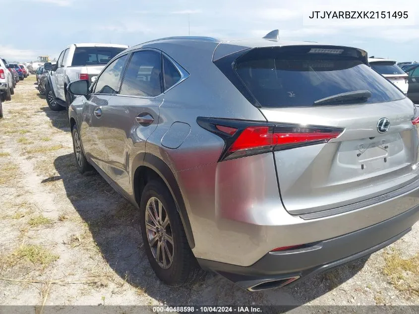 2019 Lexus Nx 300 VIN: JTJYARBZXK2151495 Lot: 40488598