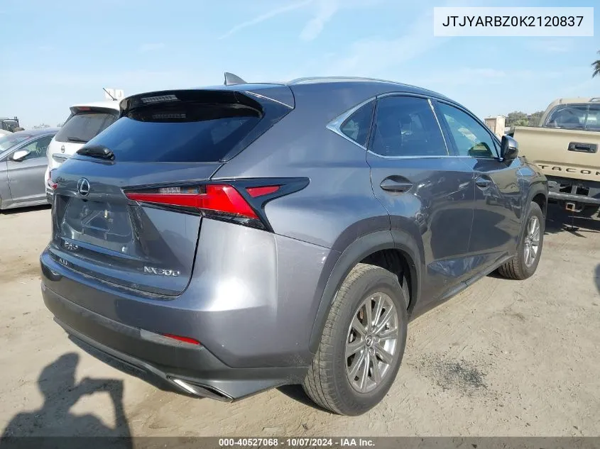 2019 Lexus Nx 300 Base/300 F Sport VIN: JTJYARBZ0K2120837 Lot: 40527068