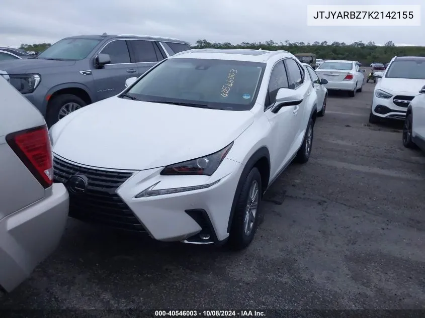 2019 Lexus Nx 300 VIN: JTJYARBZ7K2142155 Lot: 40546003