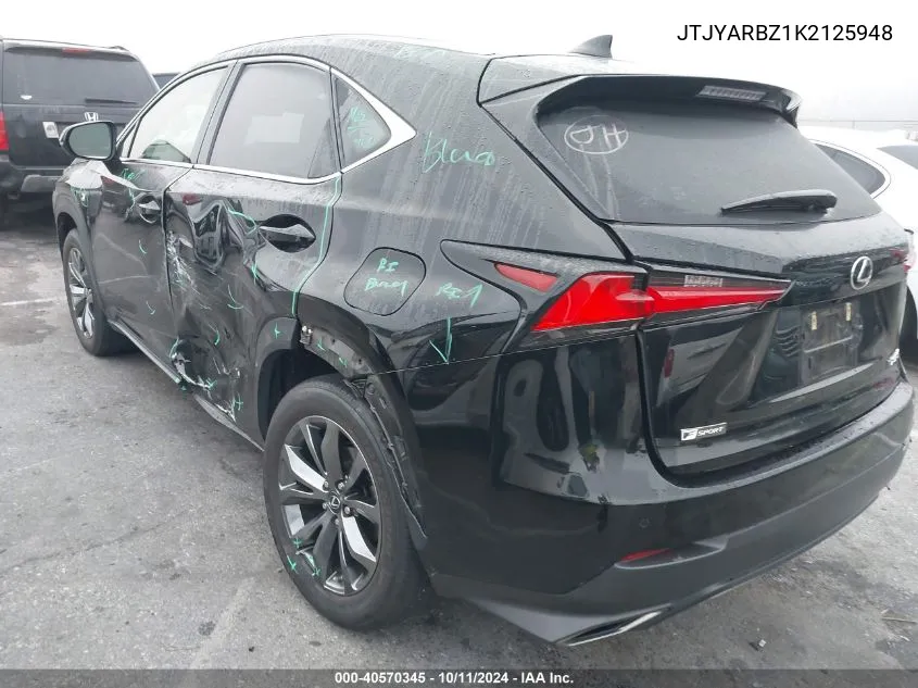 2019 Lexus Nx 300 Base/300 F Sport VIN: JTJYARBZ1K2125948 Lot: 40570345