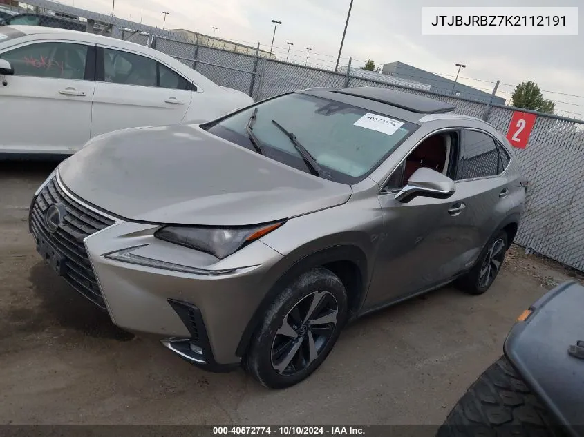 2019 Lexus Nx 300H VIN: JTJBJRBZ7K2112191 Lot: 40572774