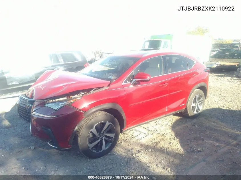 2019 Lexus Nx 300H VIN: JTJBJRBZXK2110922 Lot: 40626679