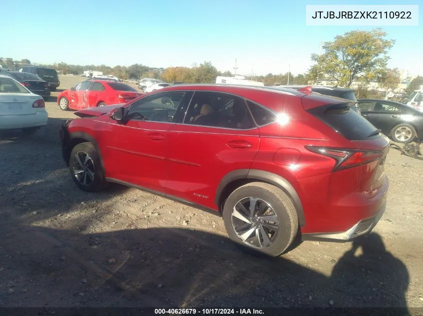 2019 Lexus Nx 300H VIN: JTJBJRBZXK2110922 Lot: 40626679