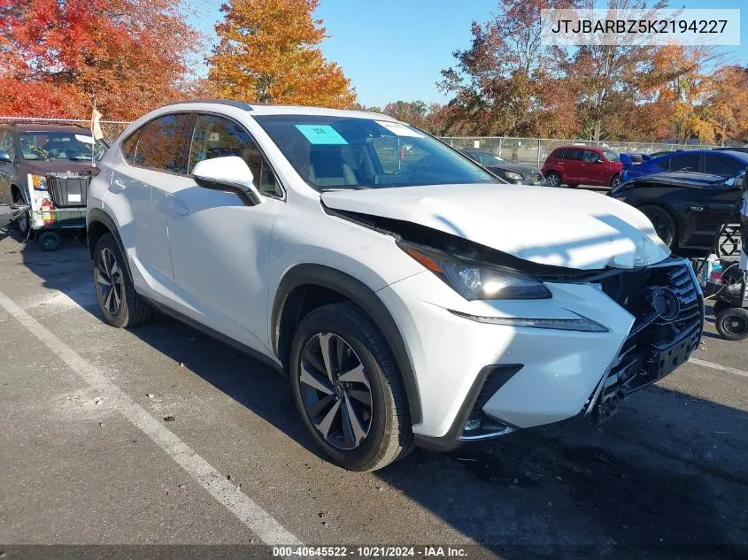 2019 Lexus Nx 300 VIN: JTJBARBZ5K2194227 Lot: 40645522