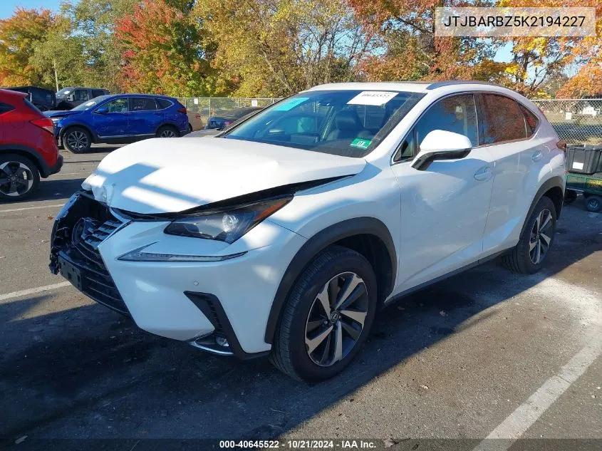 2019 Lexus Nx 300 VIN: JTJBARBZ5K2194227 Lot: 40645522