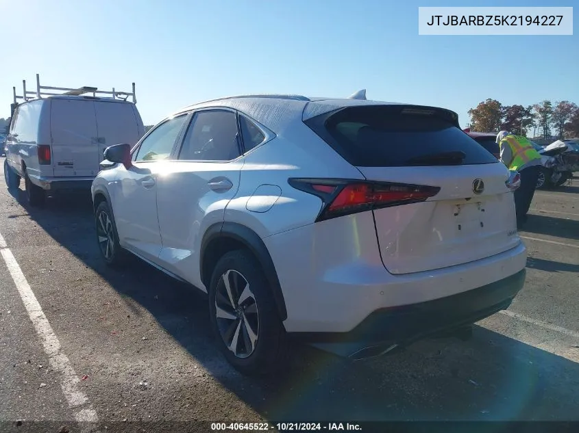 2019 Lexus Nx 300 VIN: JTJBARBZ5K2194227 Lot: 40645522