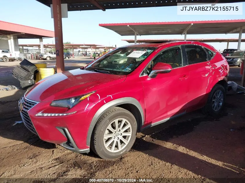 2019 Lexus Nx 300 VIN: JTJYARBZ7K2155715 Lot: 40708070