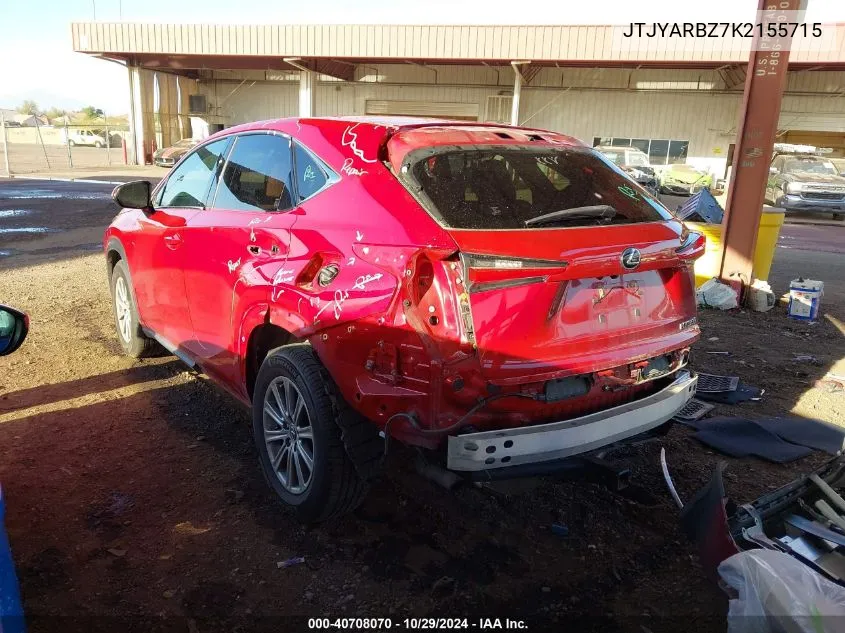 2019 Lexus Nx 300 VIN: JTJYARBZ7K2155715 Lot: 40708070