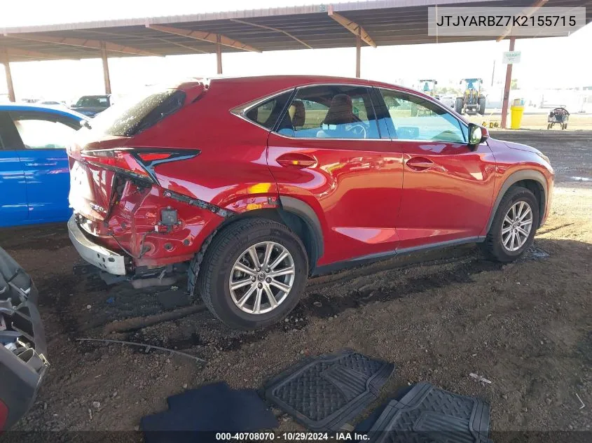 2019 Lexus Nx 300 VIN: JTJYARBZ7K2155715 Lot: 40708070