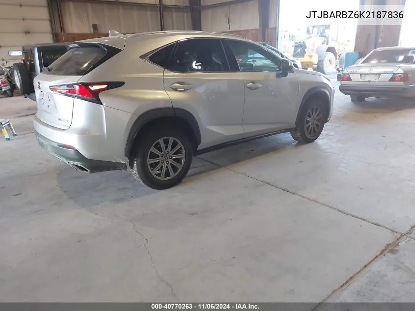 2019 Lexus Nx 300 VIN: JTJBARBZ6K2187836 Lot: 40770263