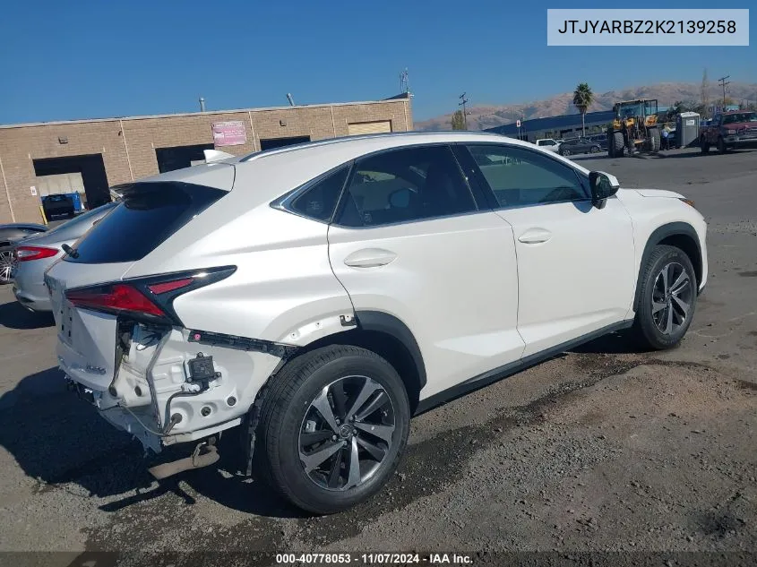 2019 Lexus Nx 300 VIN: JTJYARBZ2K2139258 Lot: 40778053