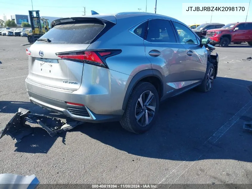 2019 Lexus Nx 300H VIN: JTJBJRBZ4K2098170 Lot: 40819394