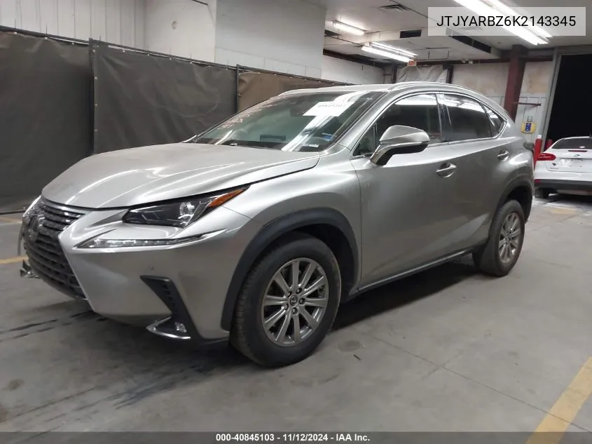 2019 Lexus Nx VIN: JTJYARBZ6K2143345 Lot: 40845103