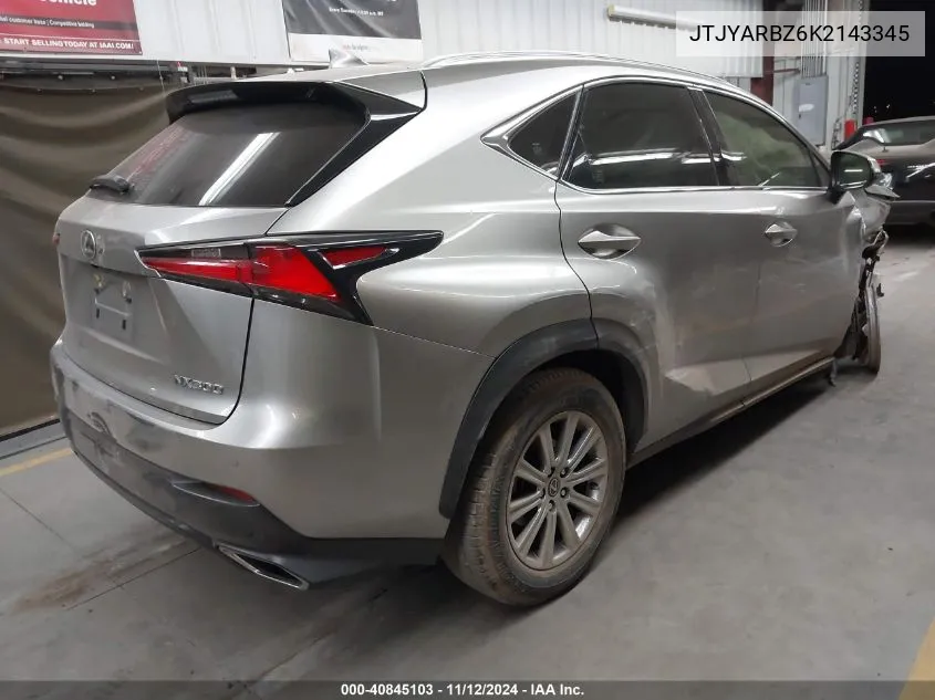 2019 Lexus Nx VIN: JTJYARBZ6K2143345 Lot: 40845103