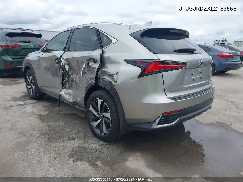 2020 Lexus Nx 300H VIN: JTJGJRDZXL2133668 Lot: 39956118