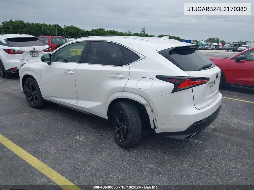 2020 Lexus Nx 300 VIN: JTJGARBZ4L2170380 Lot: 40638893