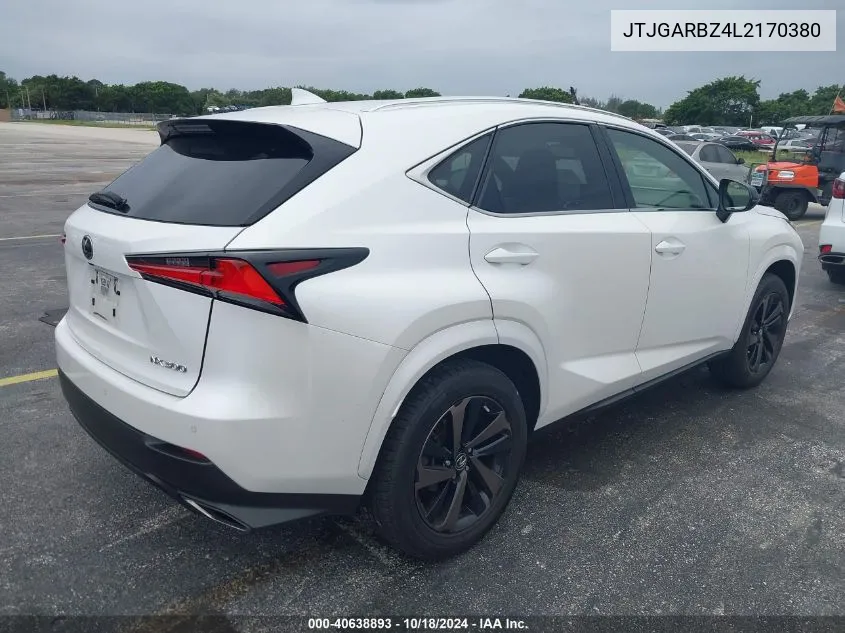 2020 Lexus Nx 300 VIN: JTJGARBZ4L2170380 Lot: 40638893