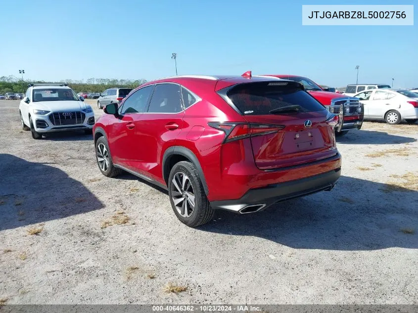 2020 Lexus Nx 300 VIN: JTJGARBZ8L5002756 Lot: 40646362