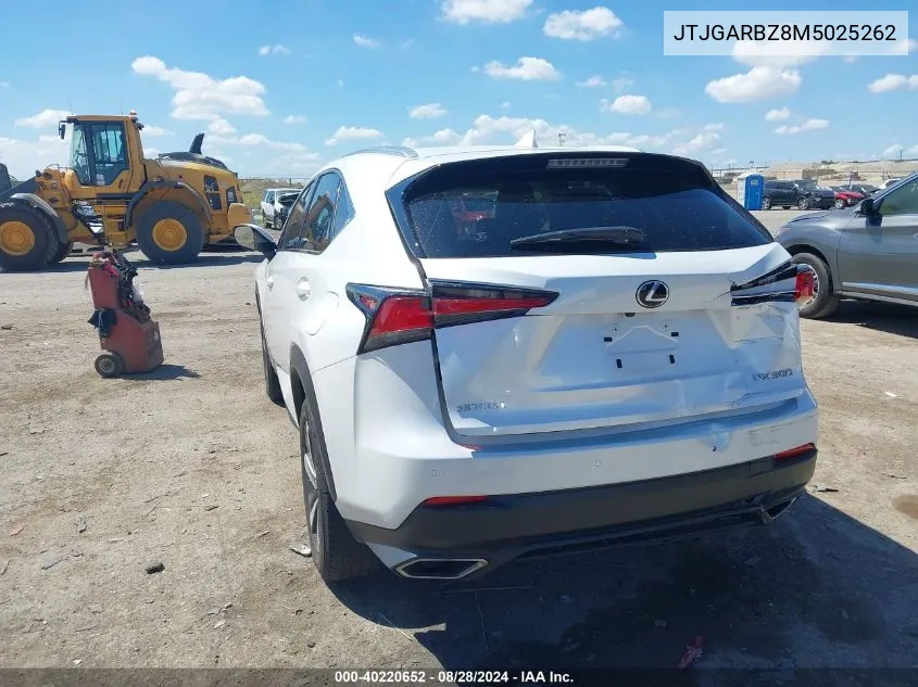 2021 Lexus Nx 300 VIN: JTJGARBZ8M5025262 Lot: 40220652