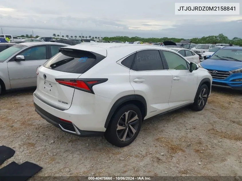 2021 Lexus Nx 300H Base/300H Luxury/300 VIN: JTJGJRDZ0M2158841 Lot: 40475660