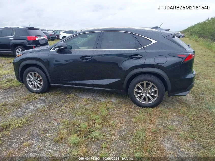 2021 Lexus Nx 300 Base/300 Luxury/300 F VIN: JTJDARBZ5M2181540 Lot: 40476390