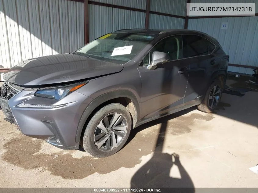 2021 Lexus Nx VIN: JTJGJRDZ7M2147318 Lot: 40798922