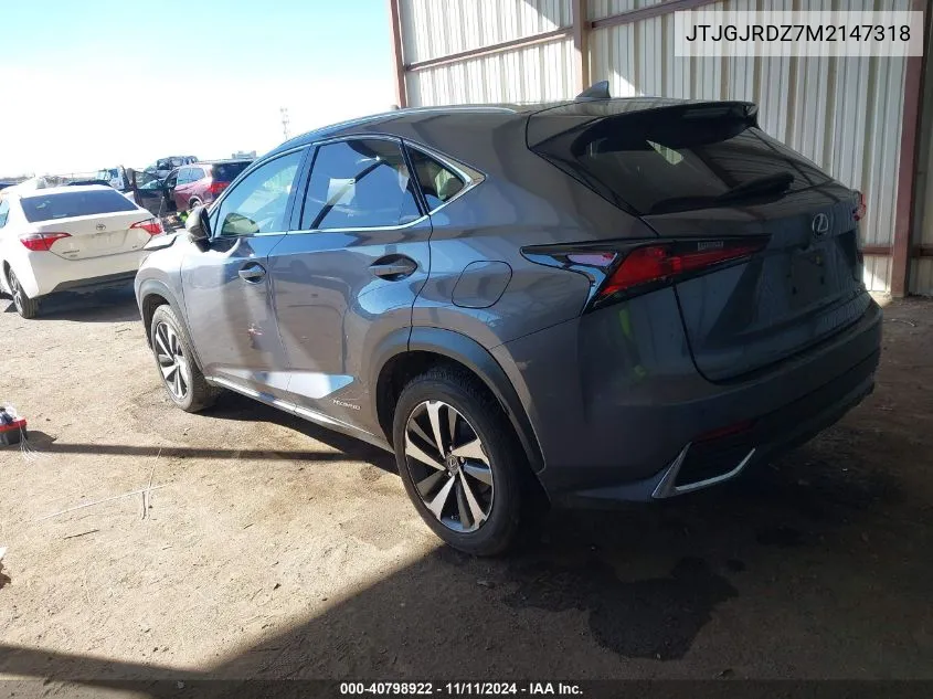 2021 Lexus Nx VIN: JTJGJRDZ7M2147318 Lot: 40798922