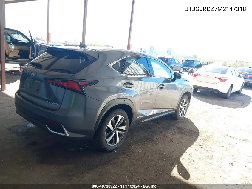 2021 Lexus Nx VIN: JTJGJRDZ7M2147318 Lot: 40798922