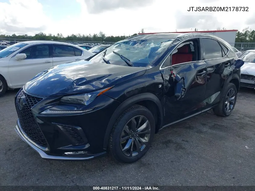 2021 Lexus Nx F Sport VIN: JTJSARBZ0M2178732 Lot: 40831217