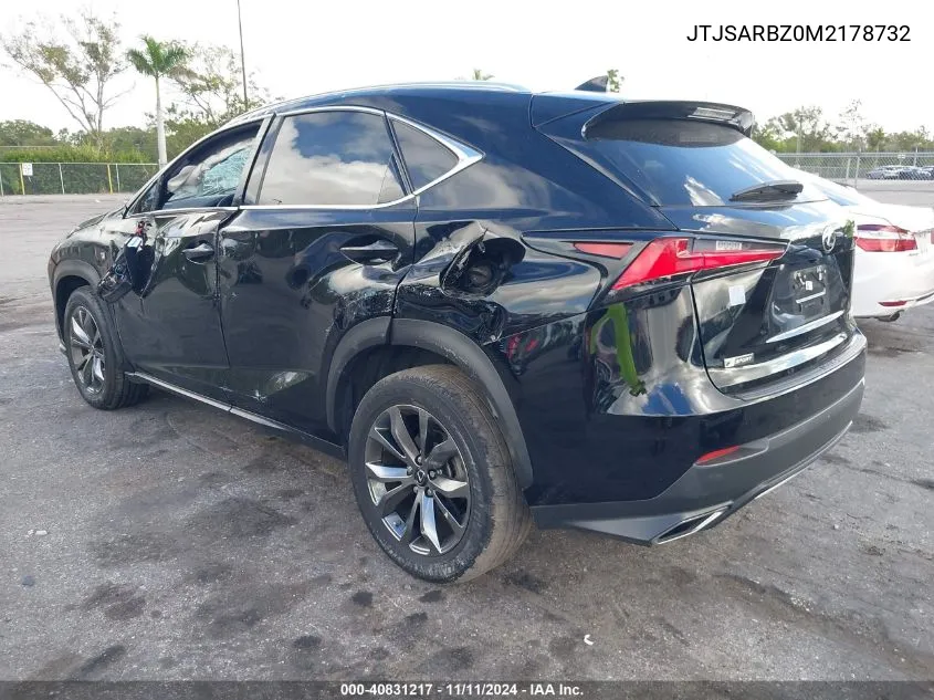 2021 Lexus Nx F Sport VIN: JTJSARBZ0M2178732 Lot: 40831217