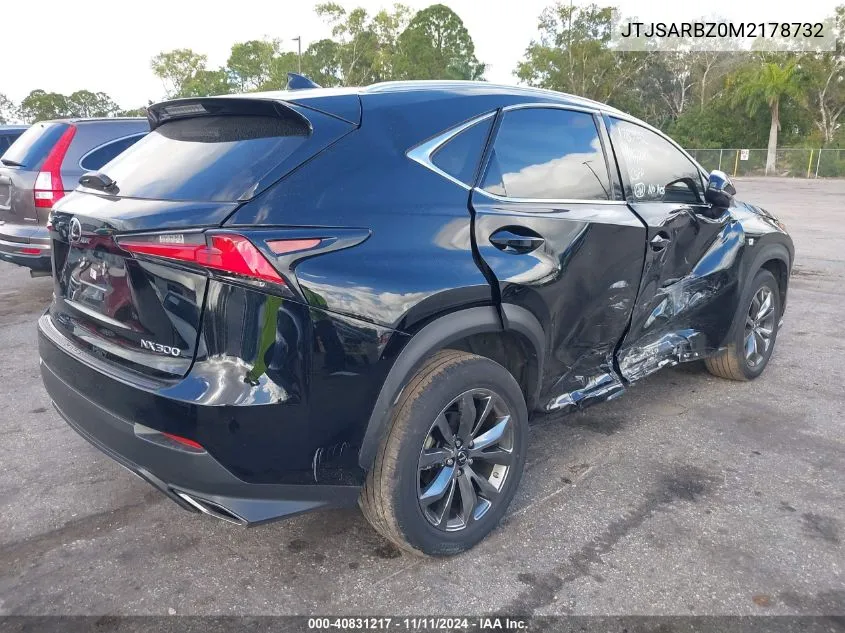 2021 Lexus Nx F Sport VIN: JTJSARBZ0M2178732 Lot: 40831217