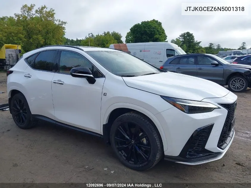 2022 Lexus Nx 350 VIN: JTJKGCEZ6N5001318 Lot: 12092696