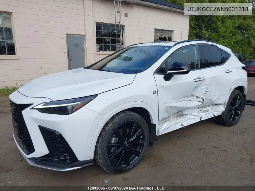 2022 Lexus Nx 350 VIN: JTJKGCEZ6N5001318 Lot: 12092696